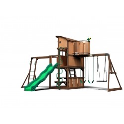 Complex Loc de Joaca din cedru SkyFORT ELITE Master- Centru cu tobogan si 3 nivele - Backyard Discovery